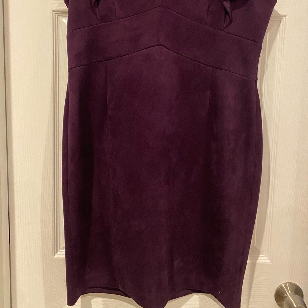 DKNY Ruffled Cap-Sleeve Sheath Dress Aubergine Purple - Picture 6 of 8